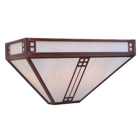 Arroyo Craftsman 15" Prairie Sconce, Rustic Brown, Tan Glass PS-15TN-RB